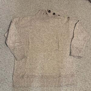 Anthropologie Taupe Knit Sweater with Button Accents